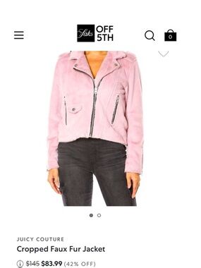 Juicy Couture Alexa cropped Pink Faux Jacket SMALL Like New